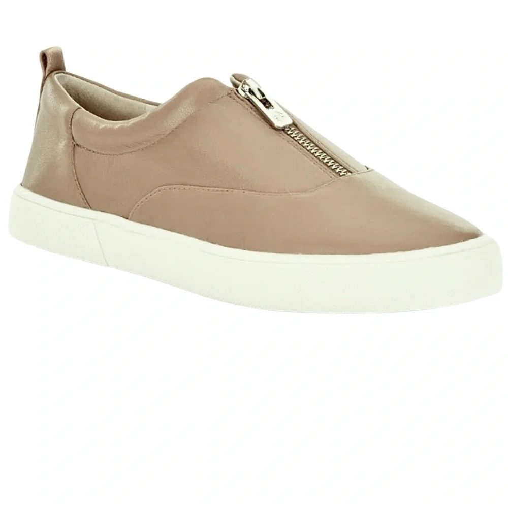 Antonio Melani Garta Suntan Beige Leather Zip Up Sneakers Women’s Size 10